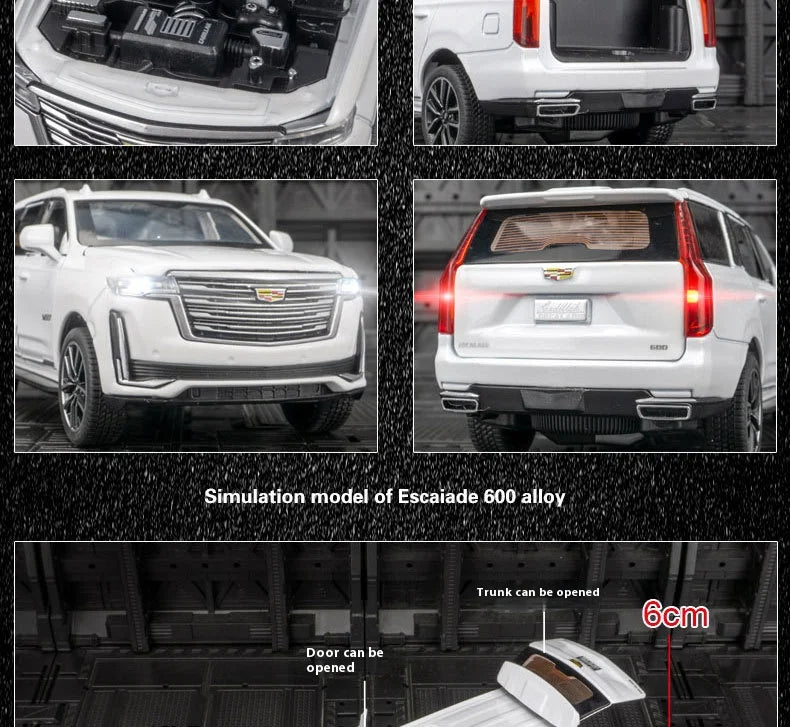 1:32 Cadillac Escalade Off Road Vehicle Alloy Car Diecast Metal Model Sound Light Pull Back Toy Car Central Control Ornaments
