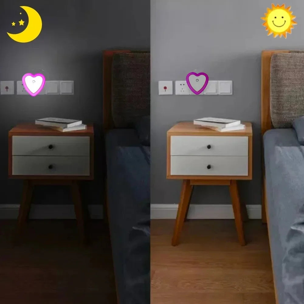 Wall Plug-in LED Night Light Auto Sensor Bedside Lamp For Bedroom Kid's Room Hallway Corridor Stairs EU/US 110V 220V Mini Cute