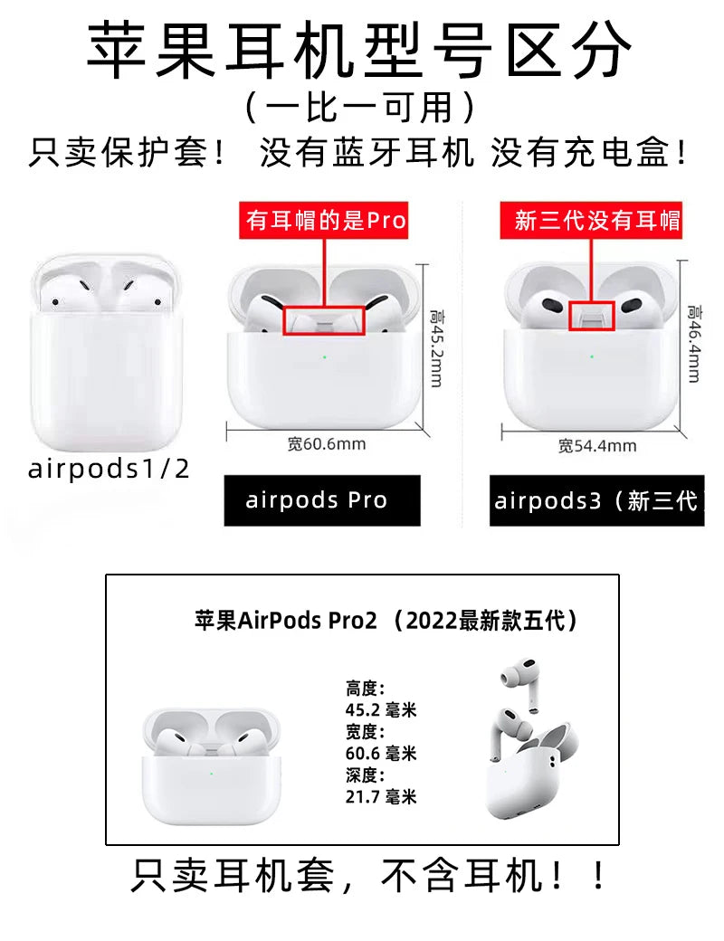 For Airpods 1 2 3 4 Pro Pro 2 Case Cartoon Long Ears Stitch Silicone Earphone Case Accessories Cover