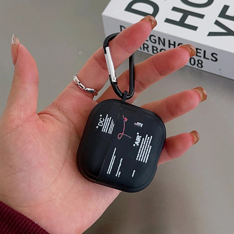 Stylish Anti-slip Silicone Case For Apple Airpods 4 3 2 Cases Bluetooth Earphone Cover For Airpods Pro Black Bag For Boyfriend