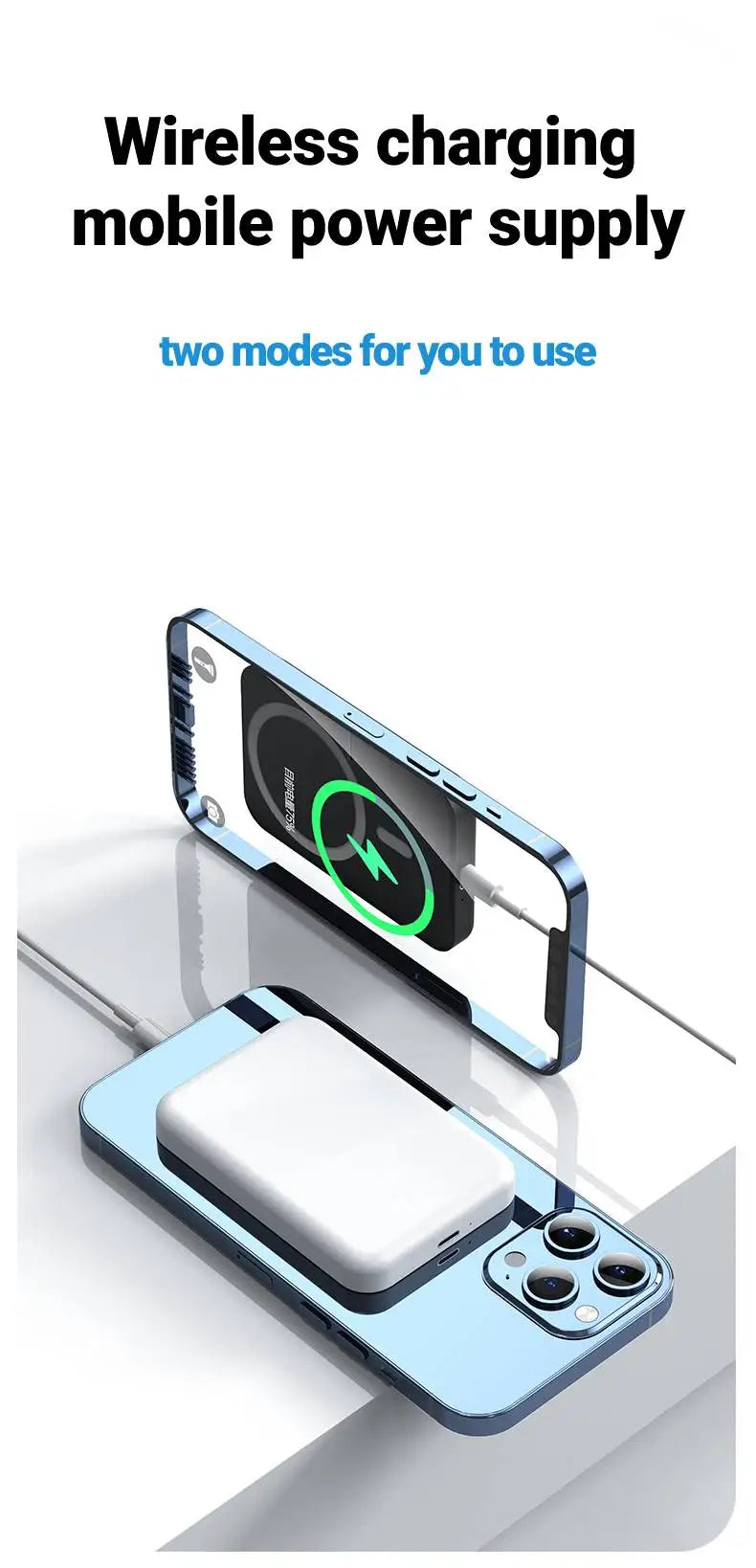 Slim 5000/10000mAh MagSafe Power Bank - Magnetic Wireless Charger w/ USB-C for iPhone 11,12,13,14,15 Series