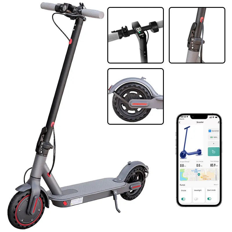 LADPED Electric Scooter 350W 19mph APP Smart Scooter Shock-absorbing Anti-skid 8.5 Inches Folding waterproof Electric Scooter