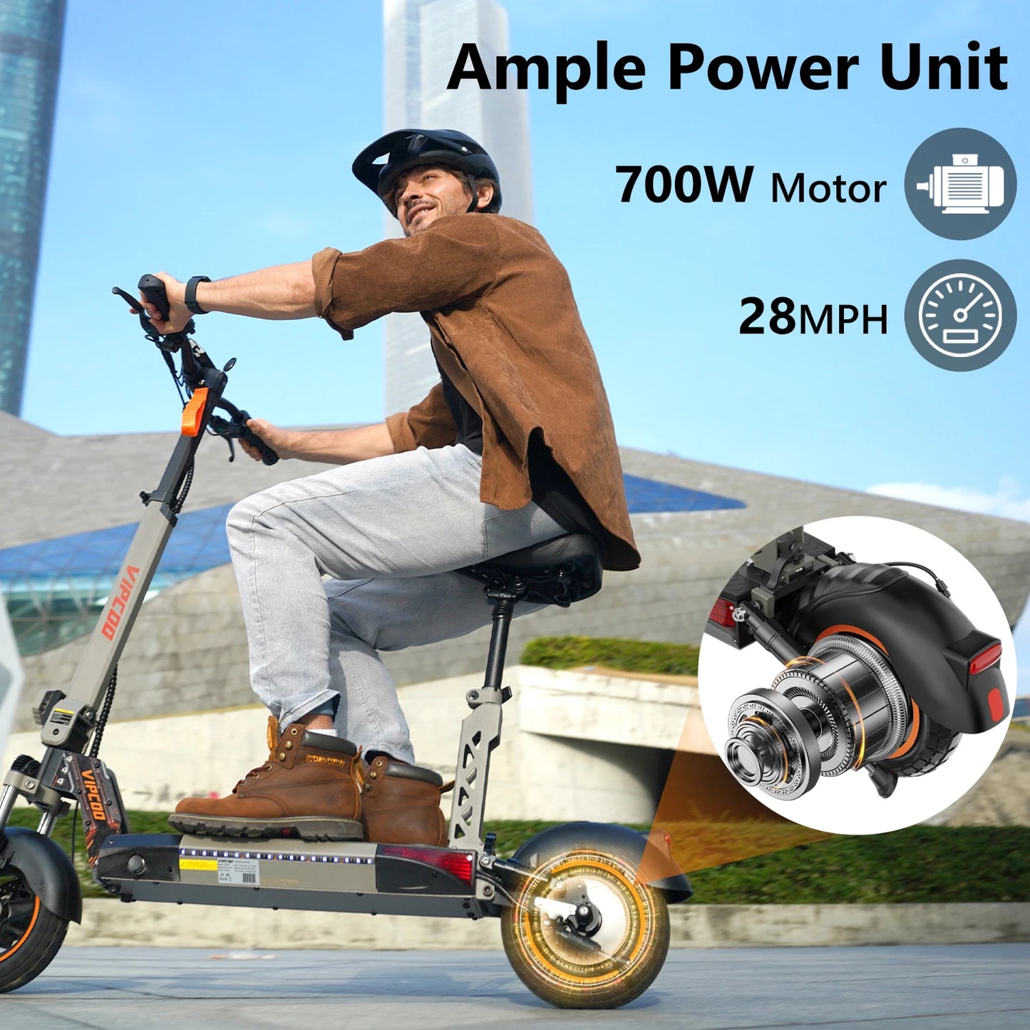VIPCOO-VS1 eScooter 700W Motor 48V13AH Battery Portable Folding Design Electric Scooter 10 Inch Off-road Air Tire Fold E-Scooter