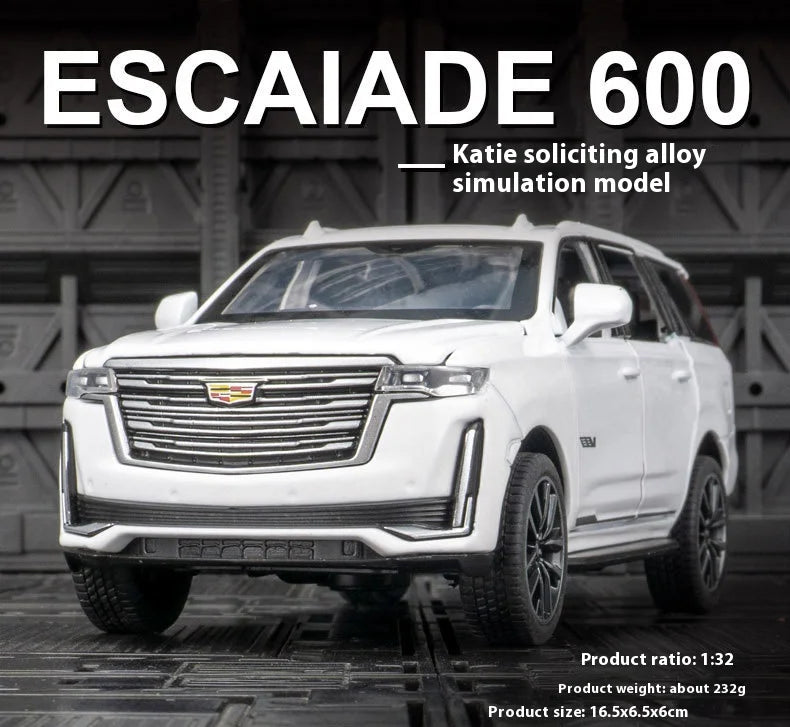 1:32 Cadillac Escalade Off Road Vehicle Alloy Car Diecast Metal Model Sound Light Pull Back Toy Car Central Control Ornaments