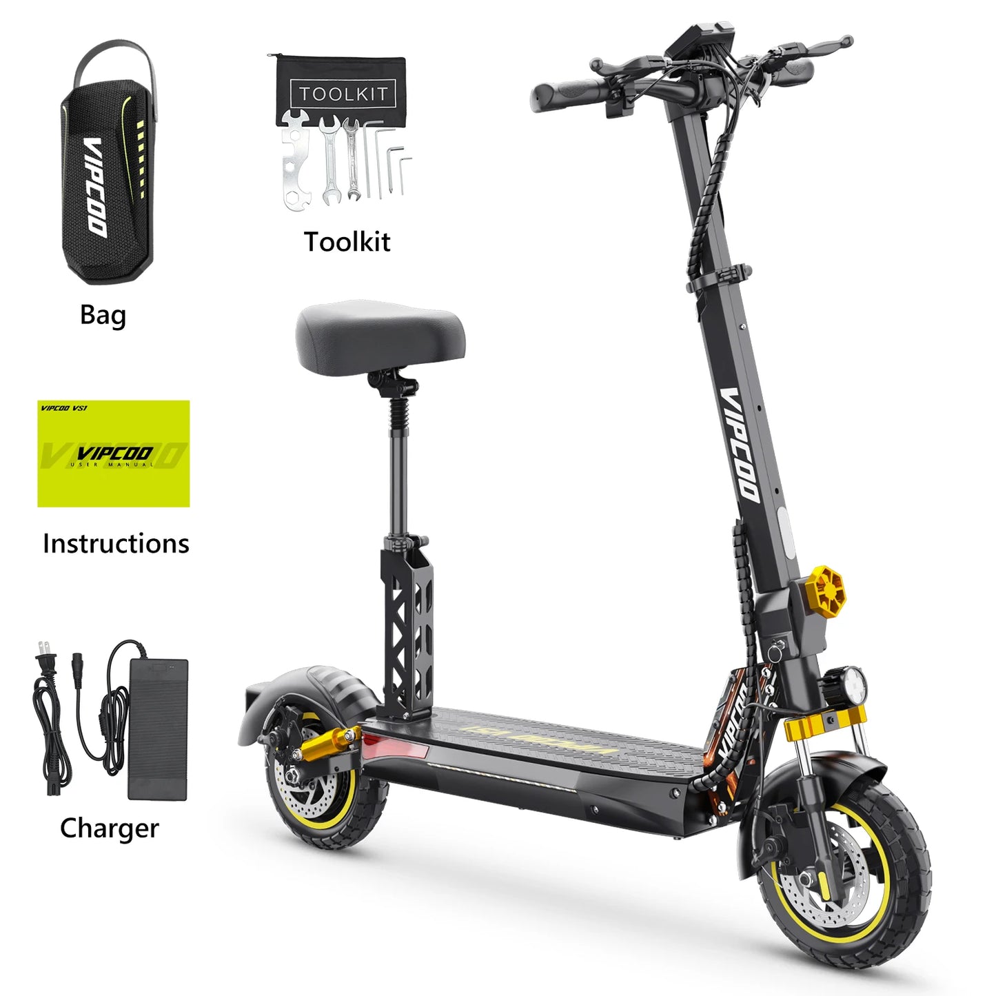 VIPCOO-VS1 eScooter 700W Motor 48V13AH Battery Portable Folding Design Electric Scooter 10 Inch Off-road Air Tire Fold E-Scooter