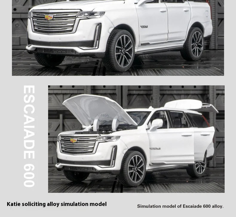1:32 Cadillac Escalade Off Road Vehicle Alloy Car Diecast Metal Model Sound Light Pull Back Toy Car Central Control Ornaments