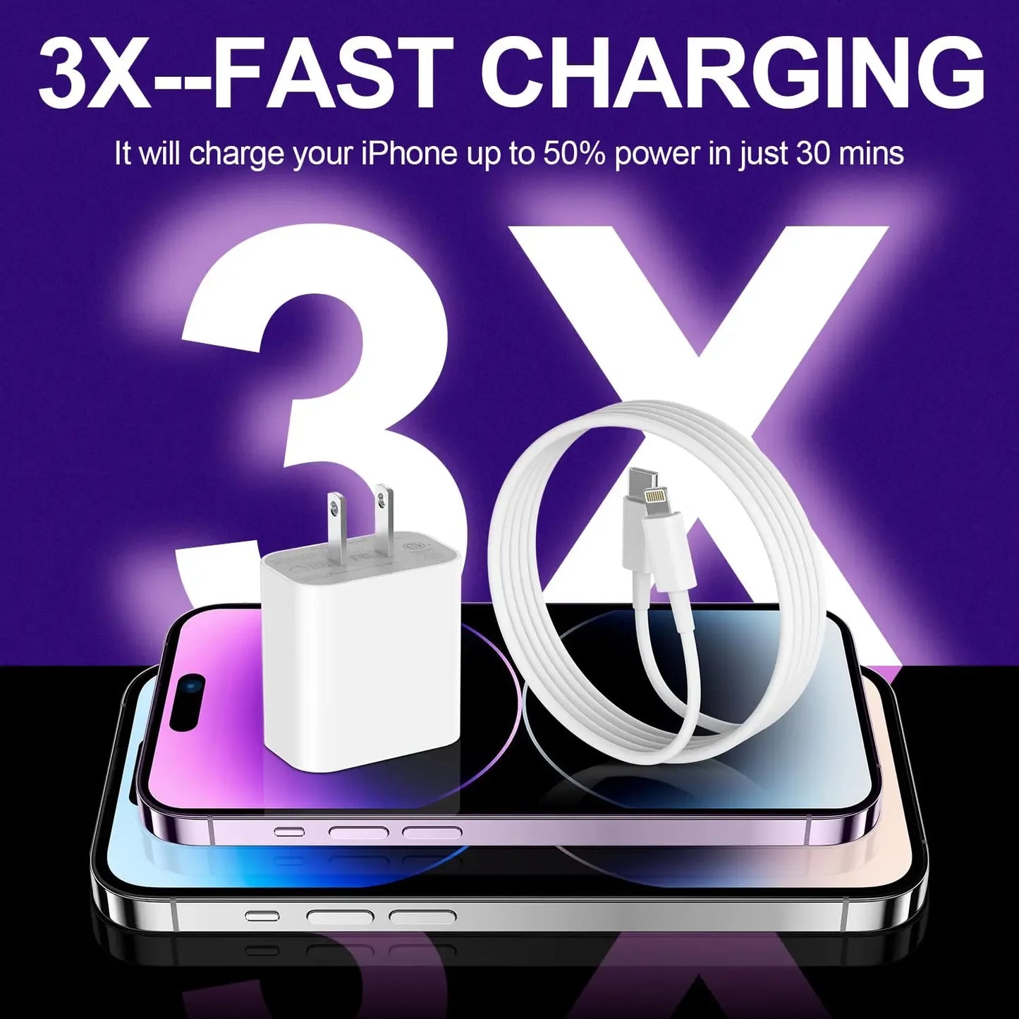 For iPhone Charger Fast Charging 20W USB C Wall Charger with 6FT Super Fast Charger Cable Compatible with iPhone14/13/12/11,iPad