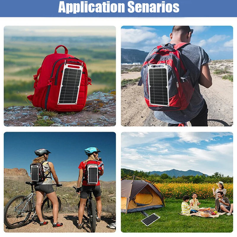 Solar Panel 30W USB Type-C Waterproof Outdoor Hiking Camping Portable Battery Mobile Phone Charging Bank Charging Panel 6.8V