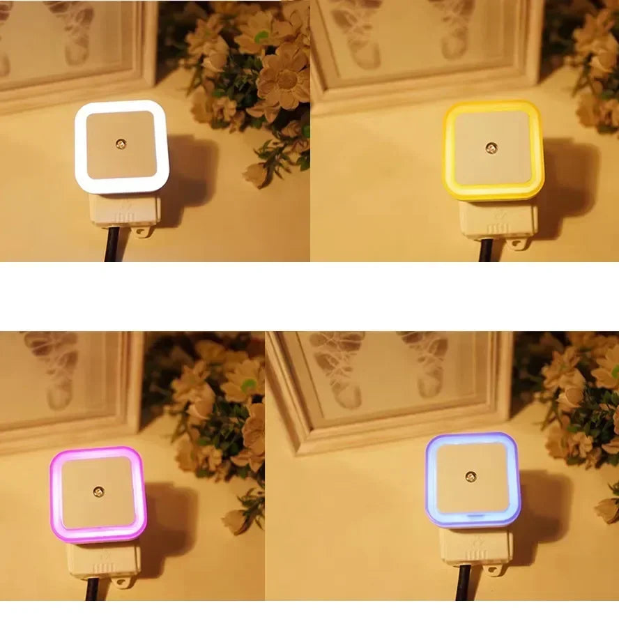Wall Plug-in LED Night Light Auto Sensor Bedside Lamp For Bedroom Kid's Room Hallway Corridor Stairs EU/US 110V 220V Mini Cute