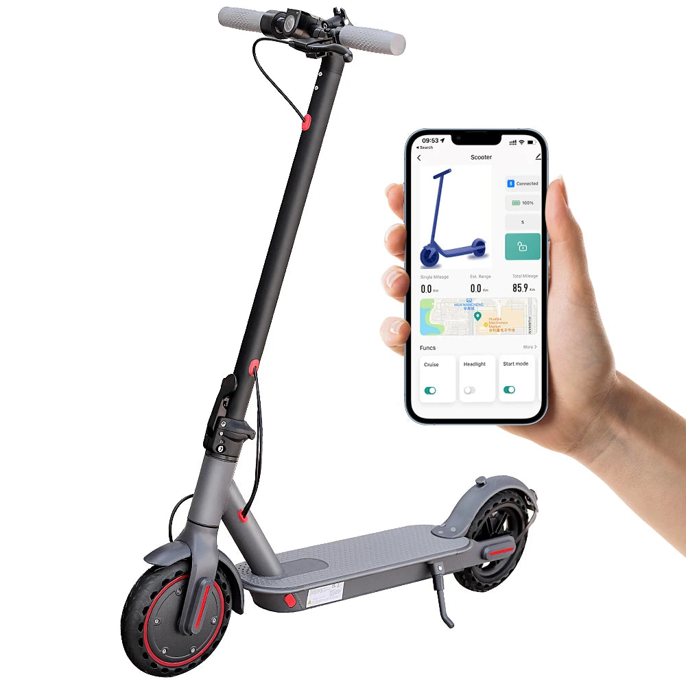 LADPED Electric Scooter 350W 19mph APP Smart Scooter Shock-absorbing Anti-skid 8.5 Inches Folding waterproof Electric Scooter