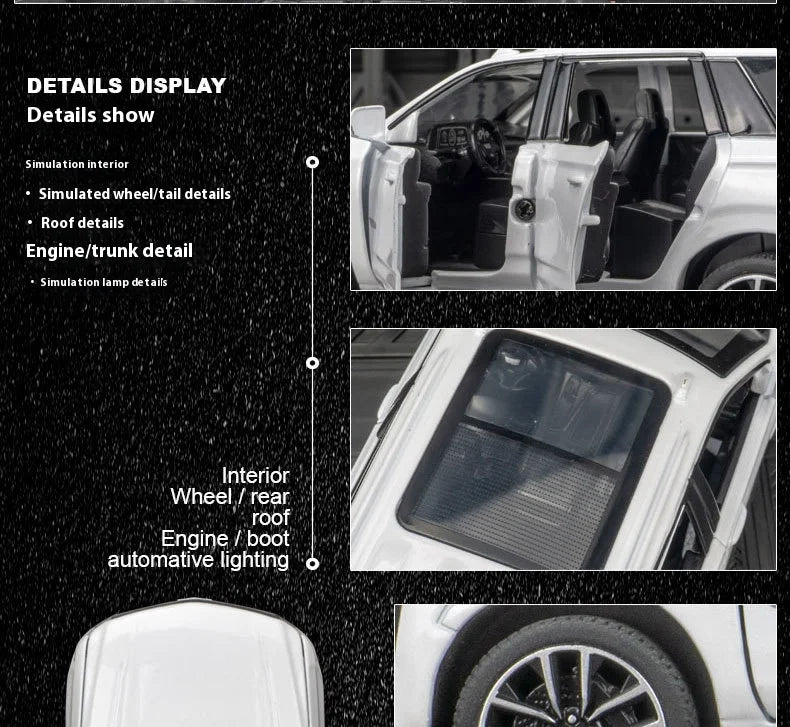 1:32 Cadillac Escalade Off Road Vehicle Alloy Car Diecast Metal Model Sound Light Pull Back Toy Car Central Control Ornaments