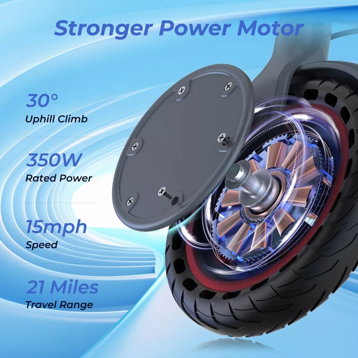 LADPED Electric Scooter 350W 19mph APP Smart Scooter Shock-absorbing Anti-skid 8.5 Inches Folding waterproof Electric Scooter