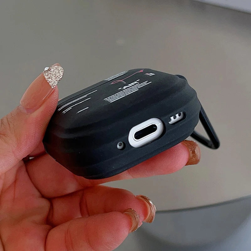 Stylish Anti-slip Silicone Case For Apple Airpods 4 3 2 Cases Bluetooth Earphone Cover For Airpods Pro Black Bag For Boyfriend