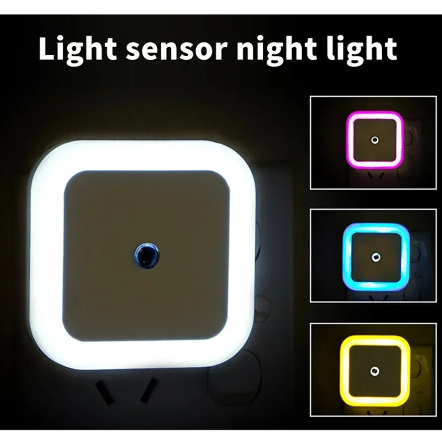 Wall Plug-in LED Night Light Auto Sensor Bedside Lamp For Bedroom Kid's Room Hallway Corridor Stairs EU/US 110V 220V Mini Cute