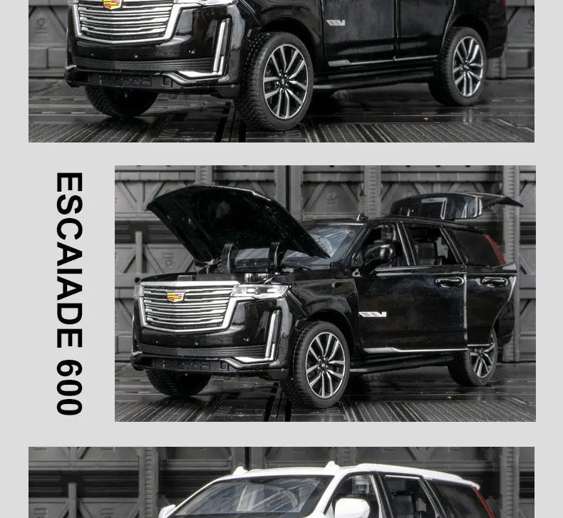 1:32 Cadillac Escalade Off Road Vehicle Alloy Car Diecast Metal Model Sound Light Pull Back Toy Car Central Control Ornaments