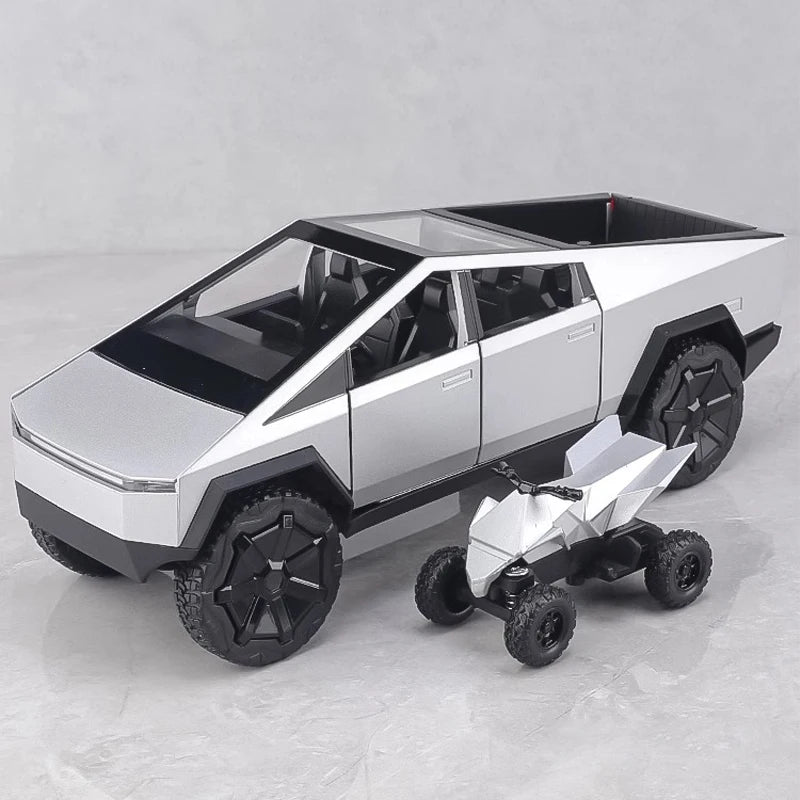 1:32 Cybertruck Toy Alloy Off Road Diecast Metal Model Sound & Light Pull Back Toy Gift for Friends Decorative Trendy Ornaments