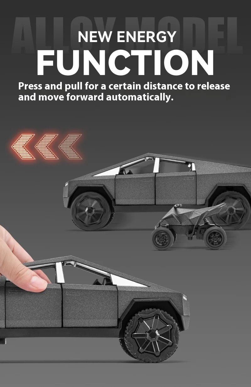 1:32 Cybertruck Toy Alloy Off Road Diecast Metal Model Sound & Light Pull Back Toy Gift for Friends Decorative Trendy Ornaments