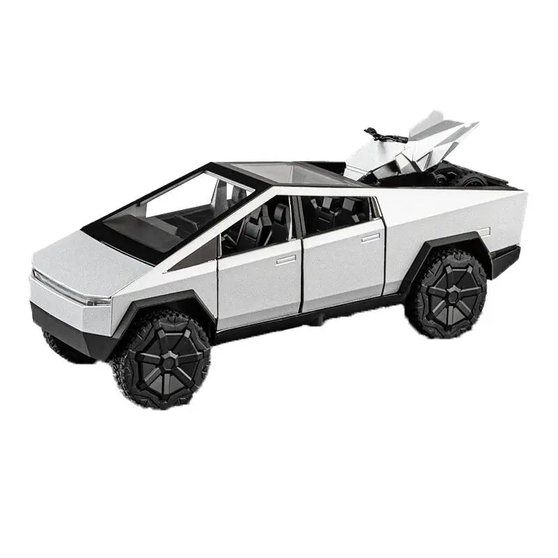 1:32 Cybertruck Toy Alloy Off Road Diecast Metal Model Sound & Light Pull Back Toy Gift for Friends Decorative Trendy Ornaments