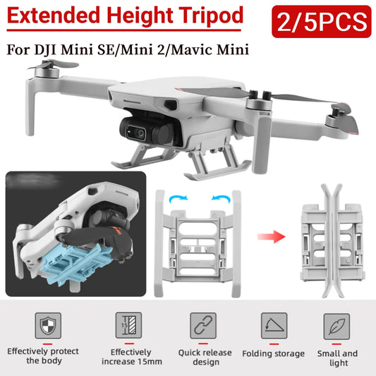 2/5PCS Extended Height Foldable Landing Gear Tripod Stand Mini Drone Accessories Extension Legs for DJI Mini 2/Mavic Mini
