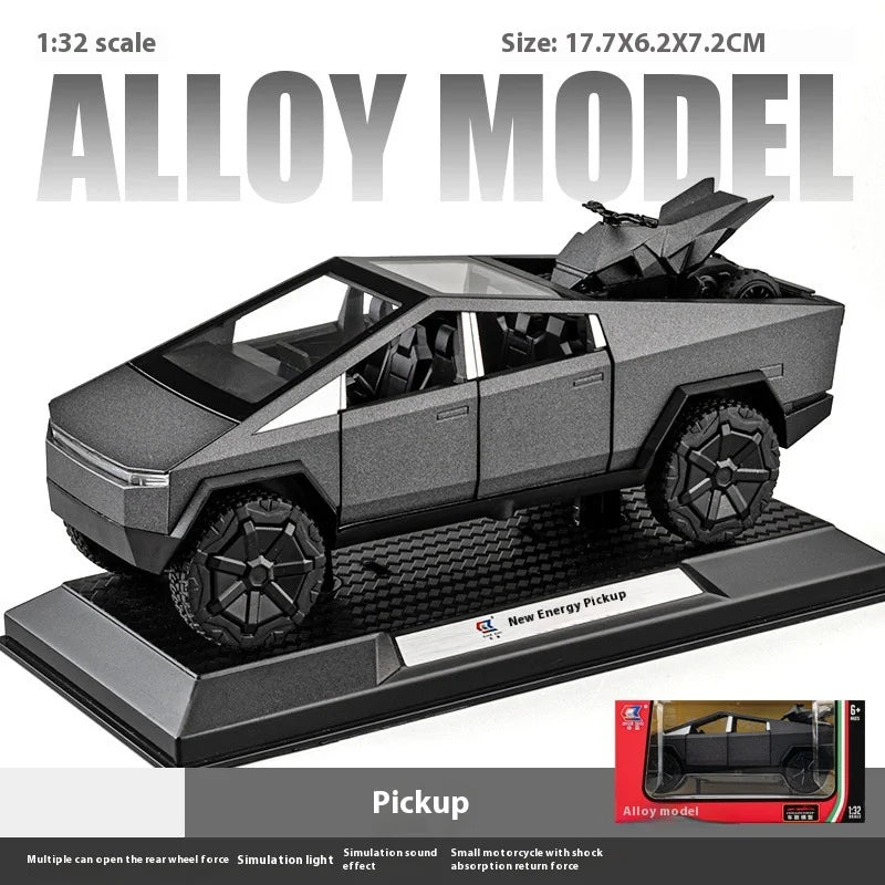 1:32 Cybertruck Toy Alloy Off Road Diecast Metal Model Sound & Light Pull Back Toy Gift for Friends Decorative Trendy Ornaments