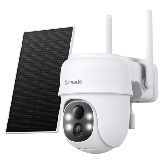 Cinnado 2K Solar/Battery Powered Cameras for 360° Home Security, 2.4G WiFi Outdoor Camera Wireless, Human Detection