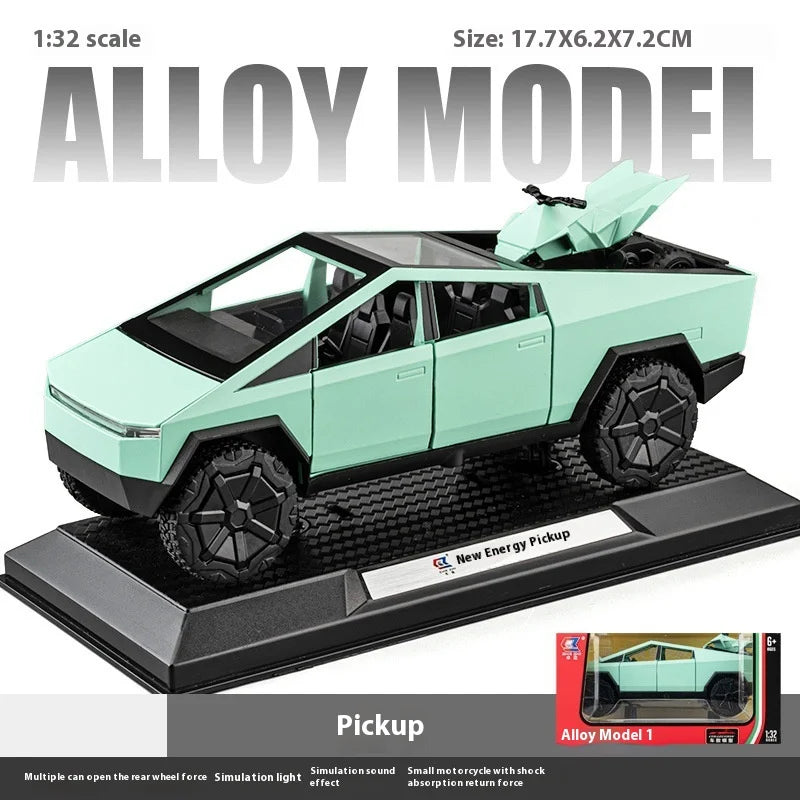 1:32 Cybertruck Toy Alloy Off Road Diecast Metal Model Sound & Light Pull Back Toy Gift for Friends Decorative Trendy Ornaments