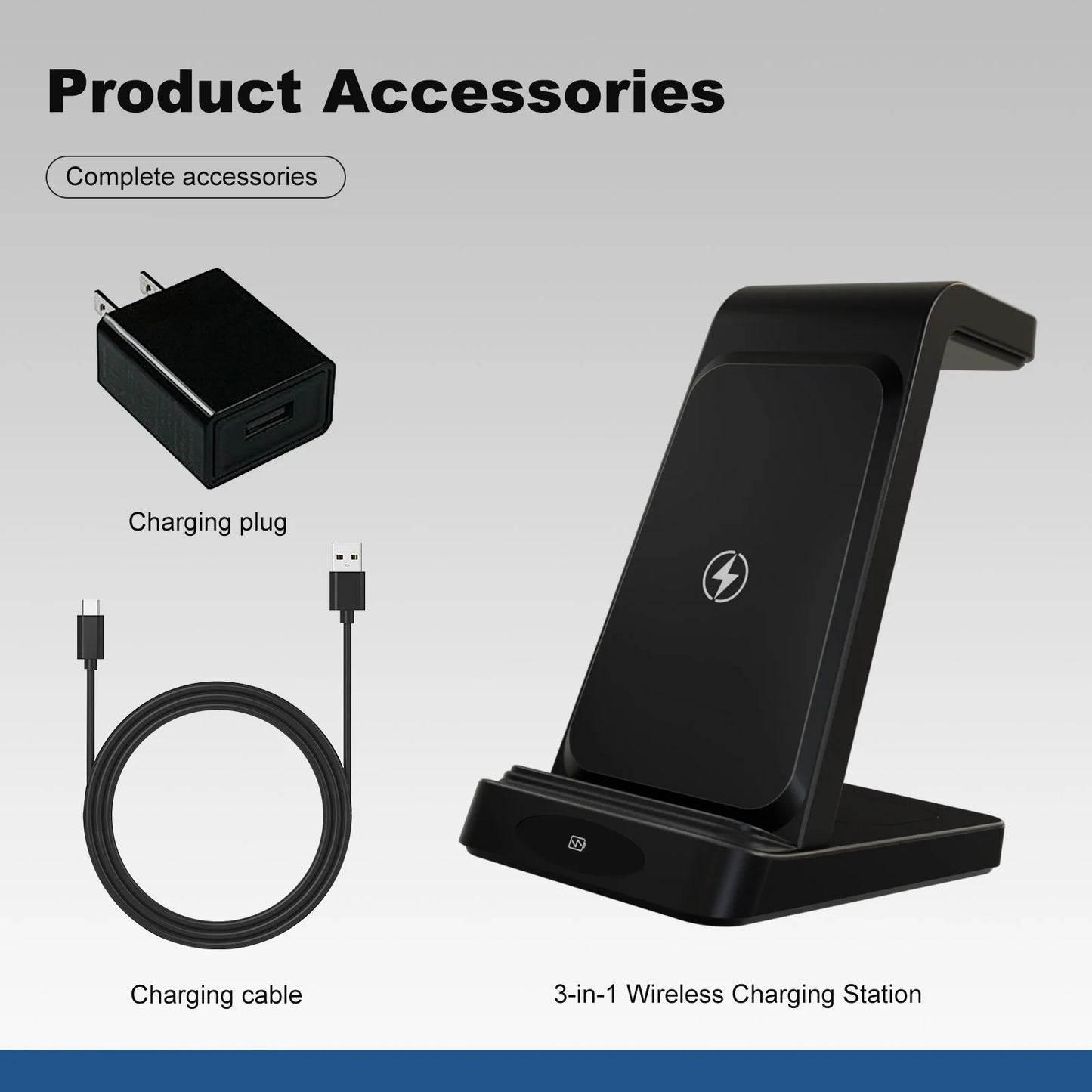 3-in-1 Wireless Charging Station 18W Travel Fast Charger Magnetic Wide Compatibility Foldable For iPhone Samsung Airpods iWatch